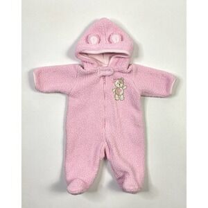 Carters Pajamas 3 Month Baby Bodysuit Bear Sherpa Pink Zip Up Hood Footie